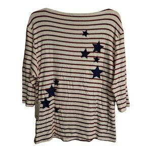 Hyde Park & Lune Patriotic Red White Blue Womens Sweater 3 M New 4th of July‎